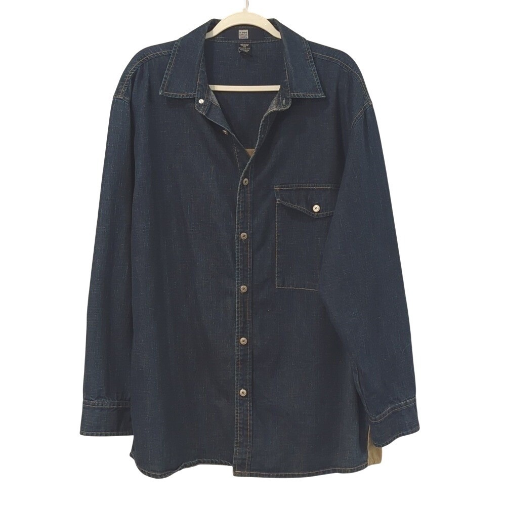 Marithe Francois Girbaud Indigo Denim Shirt Button Front size XL Human Nature - Picture 2 of 8